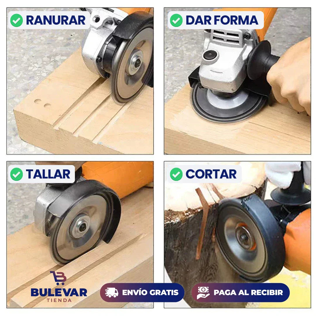 POWERCUT™ - DISCO CON CADENA CORTADOR DE MADERA PARA AMOLADORA + ENVÍO GRATIS📦